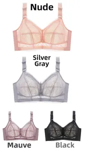 Detailed close-up showing lace floral patterns and color options for wire-free bras