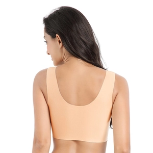 Seamless plus size lace bralette in nude color with a deep U-back design for daily comfort