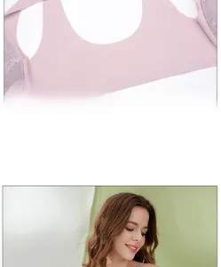 Dettaglio reggiseno lilla senza ferretti con schiena senza cuciture e pizzo