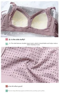Macro detail of breathable perforated fabric and mesh side wings for supportive full cup bra