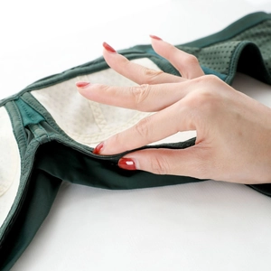 Plus size non-wired bra in dark green with breathable mesh fabric and soft cup pads