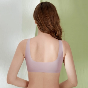 Reggiseno senza cuciture con chiusura frontale e schiena a U in pizzo lilla