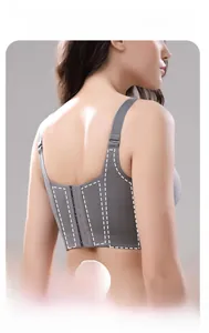 U-shaped back design of grey bra with wide wings for back smoothing and support