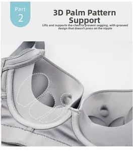 Detail of plus size bra featuring breathable mesh fabric and 3D palm-shaped support padding