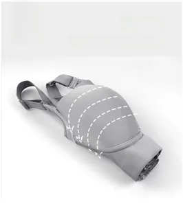 Detail showing the seamless grey wireless bra with high elasticity and supportive design