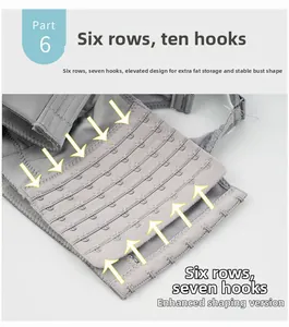 Detailed macro view of high-back 7-row hook-and-eye closure for wide breathable bras