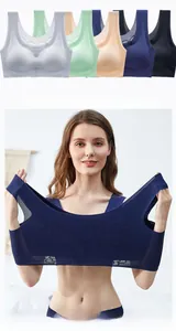 Elastic plus size seamless wireless bra shown in 5 colors with stretch display