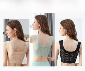 Detailed back view of seamless bra featuring elegant cutout butterfly pattern in three colors