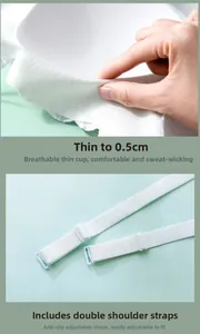 Detail of 0.5cm thin white strapless bra showing breathable cup and non-slip straps