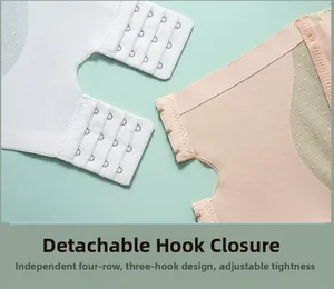 Close-up of strapless bra with adjustable four-row three-hook back buckle design