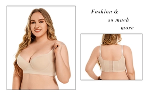Close-up of wide nude bra straps and multi-row back closure for plus size support