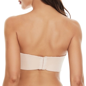 Seamless strapless push-up bra for women featuring a smooth back closure and wide side wings