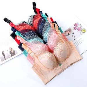 Lace full cup bras in various colors with wide side wings and adjustable straps