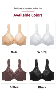 Lace bra set in beige, white, coffee, and black colors with wide shoulder straps