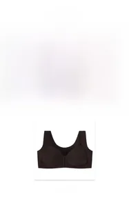 Front closure seamless bras shown in complexion, red-brown, and black color options