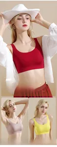 Soutiens-gorge sans couture en rouge, rose et jaune avec de larges bretelles de maintien