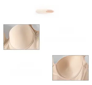 Detail of smooth nude seamless bra fabric and breathable inner cup padding texture