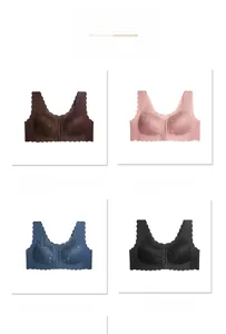 Detailed grid view showing lace plus size bras in four elegant colors with wide straps