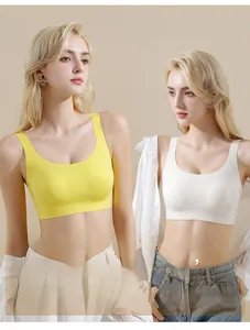 Détails de soutiens-gorge sans couture en jaune et blanc avec de larges bretelles