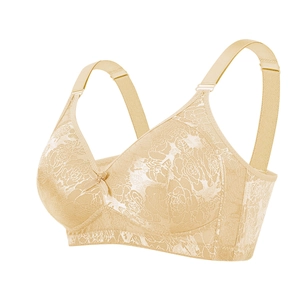 Bügelloser Spitzen-BH in Beige mit floralem Muster und breiten verstellbaren Trägern