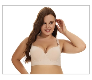Macro view of wide side wings and adjustable straps on a seamless nude nursing bra