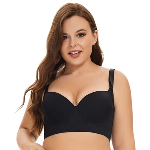 Women Plus Size Seamless Bra Full Coverage Underwire Support Push Up Smooth Lingerie Nude Black Reddish Brown Minimizer