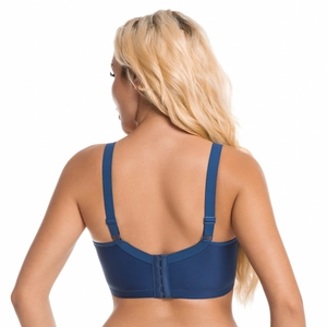 Navy blue plus size push-up bra featuring a smooth finish and adjustable multi-hook back