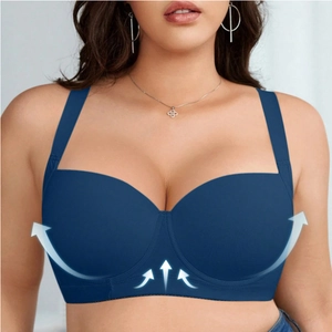 Women Seamless Push Up Bra Plus Size Full Coverage Wide Strap Adjustable Lift Support Smooth Lingerie Brassiere