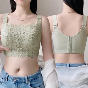 Women Ultra-thin Lace Bra Minimizer Full Cup Wireless Tube Top Bra Plus Size Lingerie with Wide Adjustable Straps