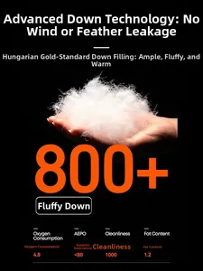 Macro detail of high-quality 800 plus fill power white down material for winter jacket
