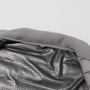 Detail of silver metallic heat-reflective lining with SS-COOLTEX tech and grid pattern
