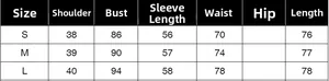 Detailed size chart for slim fit blazer featuring shoulder bust and waist measurements