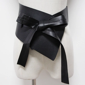 Ceinture Corset Large en Cuir PU pour Femmes Nœud Papillon Irrégulier Lacets Serre-Taille pour Robes Accessoires Quotidiens