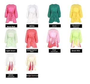 Présentation à plat de 10 couleurs et styles de robes décontractées à manches longues