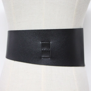 Large ceinture corset en cuir PU noir pour femme avec boucle minimaliste et coutures fines