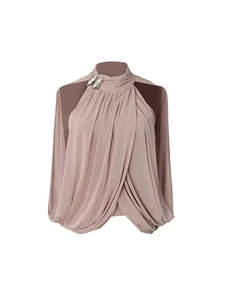 Elegantes ärmelloses Chiffon-Oberteil mit Neckholder-Ausschnitt und Metall-Schnalle
