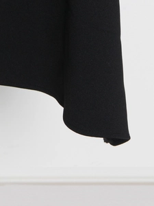 Detailed close-up showing reinforced stitching and premium knit texture on black garment hem