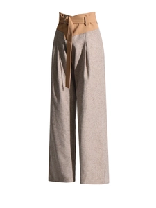 High-waist wide-leg trousers with contrast paneling and matching D-ring belt details