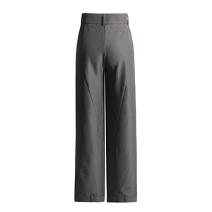 Vue arrière du pantalon large gris foncé à taille haute avec tissu fluide haut de gamme
