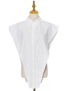 Colletto di camicia bianco smanicato minimalista da donna con risvolto a punta e bottone singolo