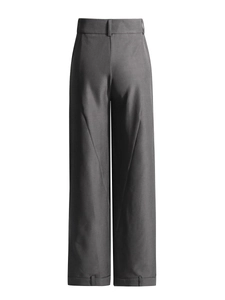 Pantalon large moderne gris foncé à taille haute avec coupe droite élégante pour femmes