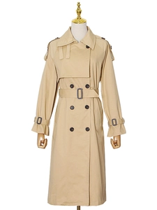 Classic double-breasted trench coat for women in khaki with belt and epaulettes