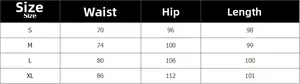 Detailed size chart for high waist cotton linen skirt showing S to XL measurements