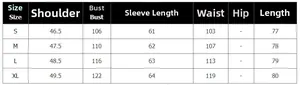 Guide des tailles S à XL pour veste de blazer oversize avec imprimé argenté