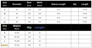Detailed size chart for women's two-piece casual shirt and wide-leg trousers set