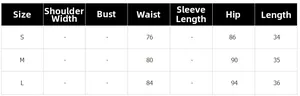 Detailed size chart for sexy bodycon mini skirt showing waist, hip, and length measurements