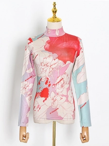 Haut moulant à col montant avec imprimé floral et motif Jasmine pour femmes