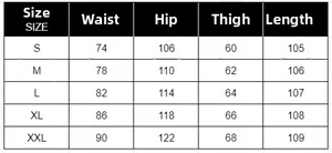 Detailed size guide table for high waist straight jeans showing waist and hip measurements