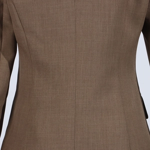 Detailed view of the khaki suit blazer back showing premium fabric texture and stitching