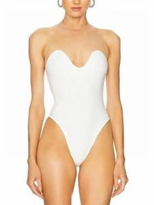 Bodysuit da Donna Sexy con Patchwork in Mesh Scollo a Cuore Senza Maniche Jumpsuit Aderente Cerniera Posteriore Moda